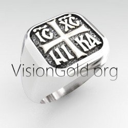 Серебро ручной работы 925 мужское кольцо Амулет Иисус Христос Ника